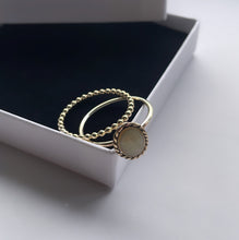 Load image into Gallery viewer, gold beaded rope edge oval bespoke cremation ashes ring by Lucy Ashton  jewellery
