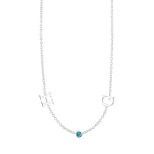 Load image into Gallery viewer, birthstone-initial-letter-chain-necklace-sterling-silver-lucy-ashton-handmade-jewellery
