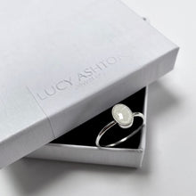 Load image into Gallery viewer, custom made oval sterling silver ring with breastmilk centre