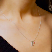 Load image into Gallery viewer, lucy-ashton-sterling-silver-letter-and-birthstone-necklace-handmade-jewellery