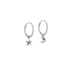 Load image into Gallery viewer, moon and star creole hoop earrings sterling silver-lucy ashton jewellery