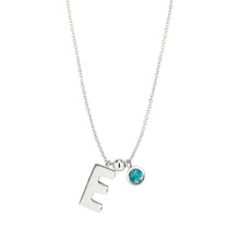 Load image into Gallery viewer, letter and birthstone necklace in sterling silver, lucy ashton jewellery
