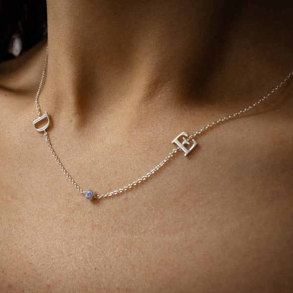 personalised-letters-initials-birthstone-necklace-sterling-silver-handmade-lucy-ashton-jewellery