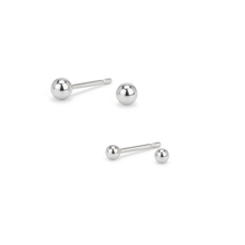 Load image into Gallery viewer, Two silver-toned studs with polished ball end beads, shown on a clean white background.