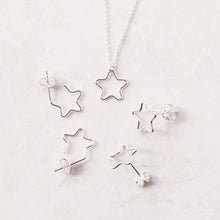 Load image into Gallery viewer, Small Star Huggie Hoop Earrings Sterling Silver - Lucy Ashton Jewellery