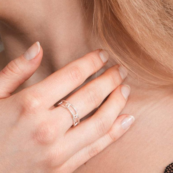 Linked Chain Ring Sterling Silver - Lucy Ashton Jewellery