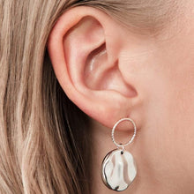 Load image into Gallery viewer, Hammered Medal Drop Earrings Sterling Silver - Lucy Ashton Jewellery
