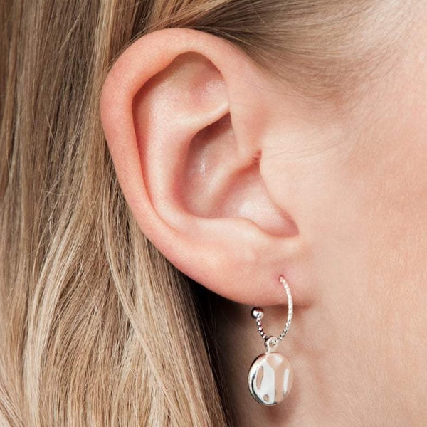 Hammered Medal Hoop Earrings Sterling Silver - Lucy Ashton Jewellery