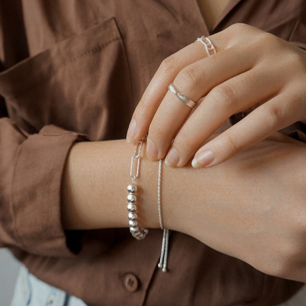 Bead Link Bracelet Sterling Silver - Lucy Ashton Jewellery