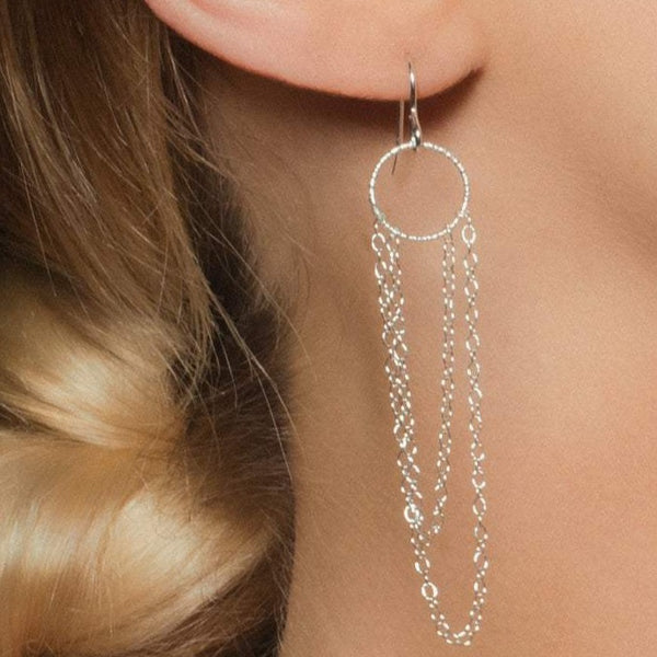 Circle Chain Earrings Sterling Silver - Lucy Ashton Jewellery