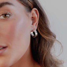 Load image into Gallery viewer, wide medium chunky hoop earrings sterling silver-Lucy Ashton Jewellery