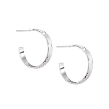 Load image into Gallery viewer, Deco Hoop Earrings Sterling Silver
