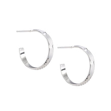 Load image into Gallery viewer, Deco Hoop Earrings Sterling Silver