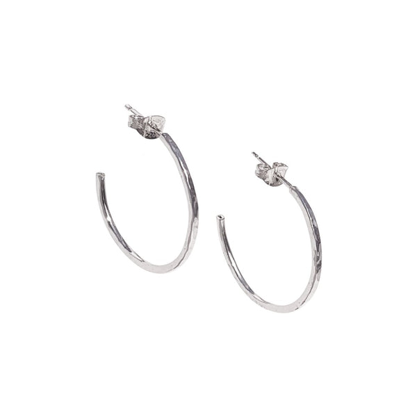 Large Hammered Hoop Earrings Sterling Silver - Lucy Ashton Jewellery
