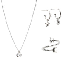Load image into Gallery viewer, Moon and Star Necklace, Ring and Earring Gift Set - Lucy Ashton Jewellery