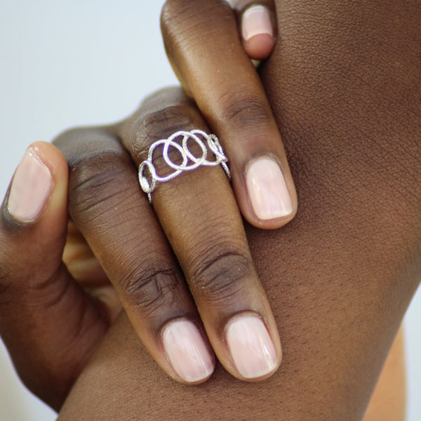 Multi Circle Adjustable Ring Sterling Silver - Lucy Ashton Jewellery