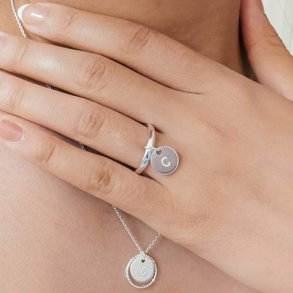 Personalised Initial Coin Ring Sterling Silver - Lucy Ashton Jewellery