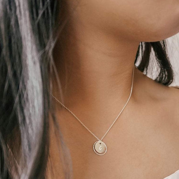 Personalised Initial Coin Necklace Sterling Silver - Lucy Ashton Jewellery