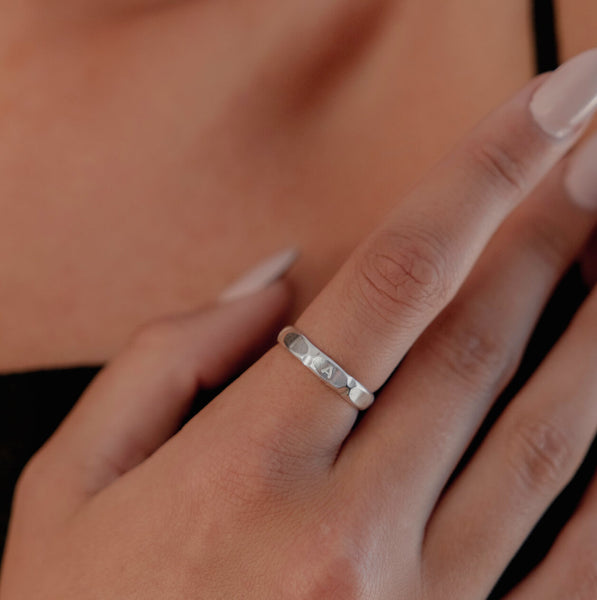 personalised initial deco ring sterling silver-lucy ashton handmade jewellery