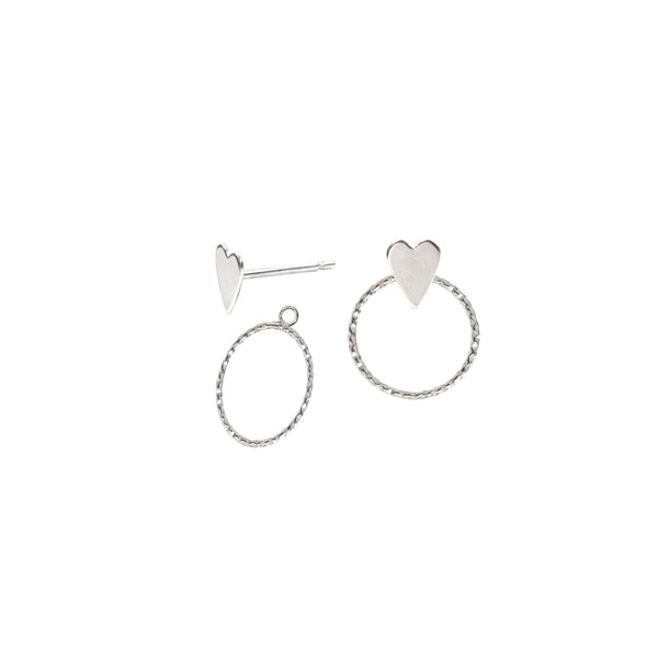 Heart Stud Earrings and Ear Jackets Sterling Silver - Lucy Ashton Jewellery