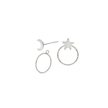 Load image into Gallery viewer, Moon and Star Stud Earrings and Ear Jackets Sterling Silver - Lucy Ashton Jewellery
