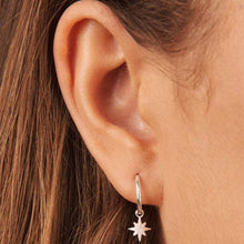 Load image into Gallery viewer, Mini Star Hoop Earrings Sterling Silver - Lucy Ashton Jewellery