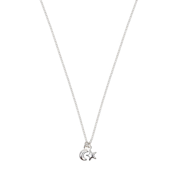 Tiny Moon and Star Necklace Sterling Silver - Lucy Ashton Jewellery