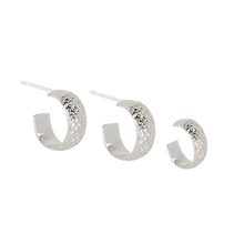 Load image into Gallery viewer, snake skin hoop earrings and ear cuff stacking set sterling silver-Lucy ashton jewellery
