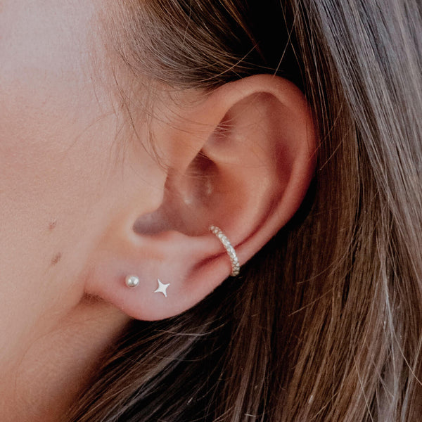 tiny four point star stud earring sterling silver-Lucy Ashton Jewellery