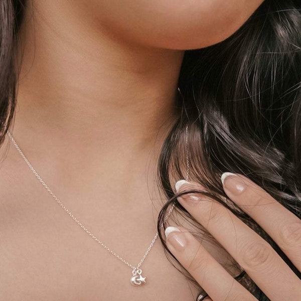 Tiny Moon and Star Necklace Sterling Silver - Lucy Ashton Jewellery