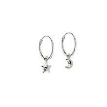 Load image into Gallery viewer, moon and star creole hoop earrings sterling silver-lucy ashton jewellery
