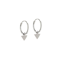 Load image into Gallery viewer, Mini Triangle Hoop Earrings Sterling Silver

