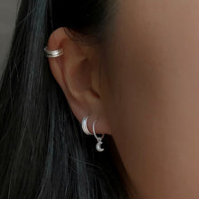 Load image into Gallery viewer, Moon and Star Hoop Earrings Sterling Silver - Lucy Ashton Jewellery
