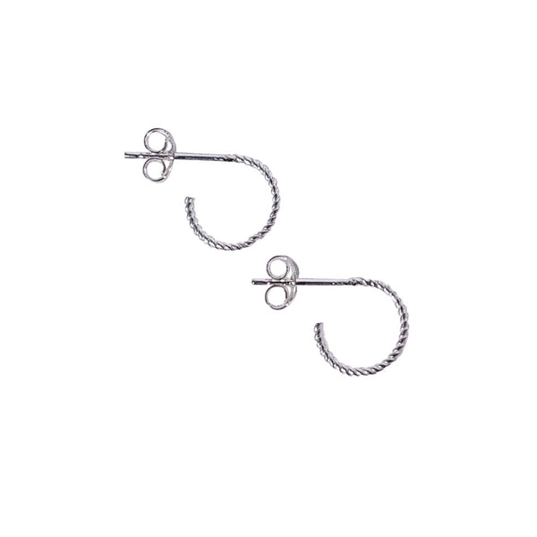 Small Twisted Huggie Hoop Earrings Sterling Silver - Lucy Ashton Jewellery