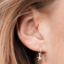 Load image into Gallery viewer, Moon and Star Hoop Earrings Sterling Silver - Lucy Ashton Jewellery
