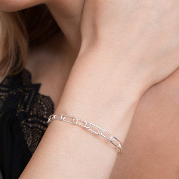 Link Chain Cuff Bracelet Sterling Silver - Lucy Ashton Jewellery