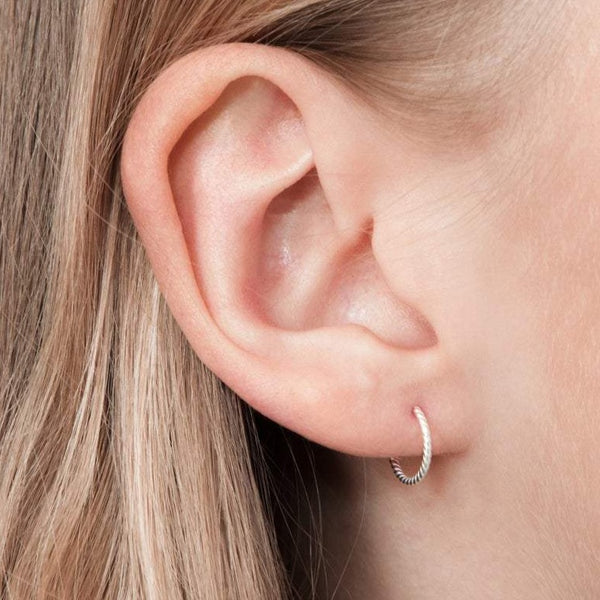 Small Twisted Huggie Hoop Earrings Sterling Silver - Lucy Ashton Jewellery