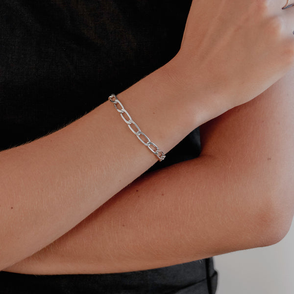flat curb chain bracelet sterling silver- Lucy Ashton Jewellery