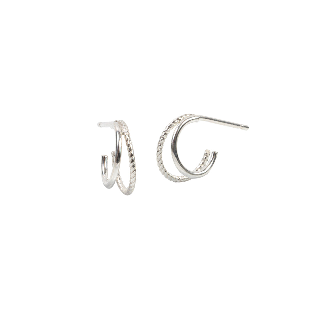 Double Mini Hoop Earrings Sterling Silver - Lucy Ashton Jewellery