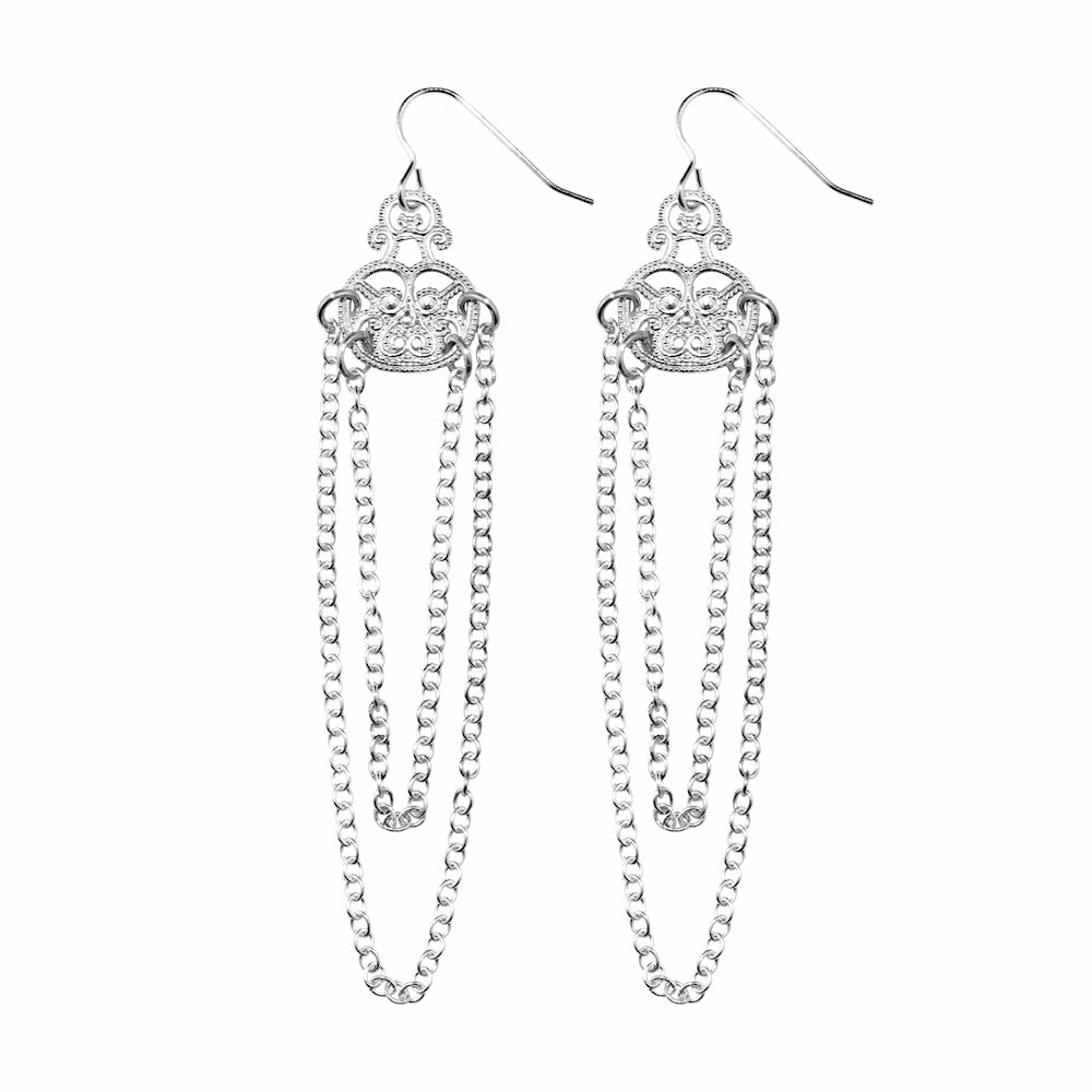 Filigree Chain Earrings - Lucy Ashton Jewellery
