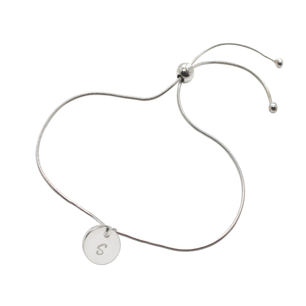 Personalised Disc Adjustable Bracelet Sterling Silver - Lucy Ashton Jewellery