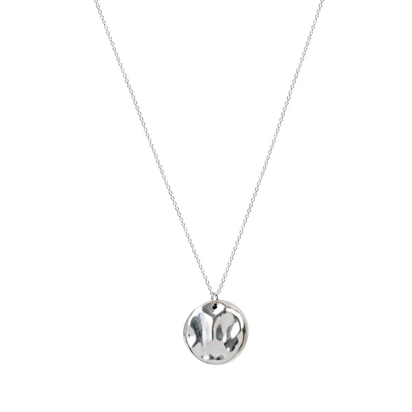 Hammered Medal Necklace Sterling Silver - Lucy Ashton Jewellery