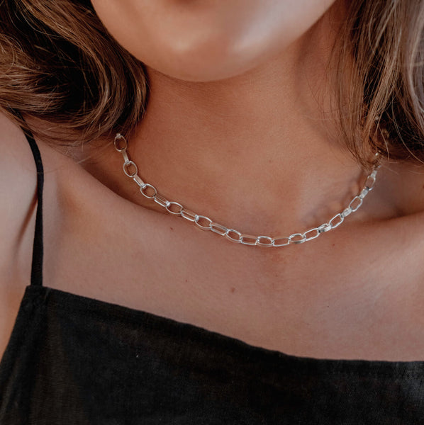 Oval link chain necklace sterling silver-Lucy Ashton Jewellery