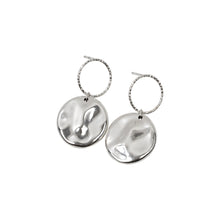Load image into Gallery viewer, Hammered Medal Drop Earrings Sterling Silver - Lucy Ashton Jewellery
