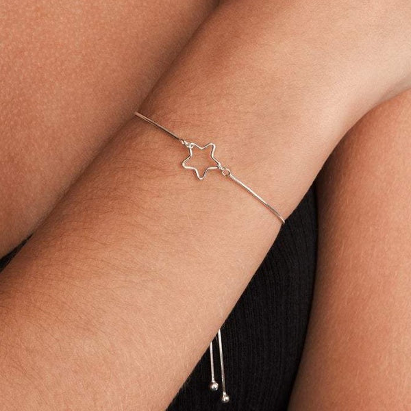 Open Star Adjustable Bracelet Sterling Silver - Lucy Ashton Jewellery