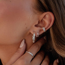 Load image into Gallery viewer, medium deco hoop earrings sterling silver-Lucy Ashton Jewellery
