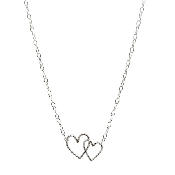 Entwined Hearts Necklace Sterling Silver - Lucy Ashton Jewellery