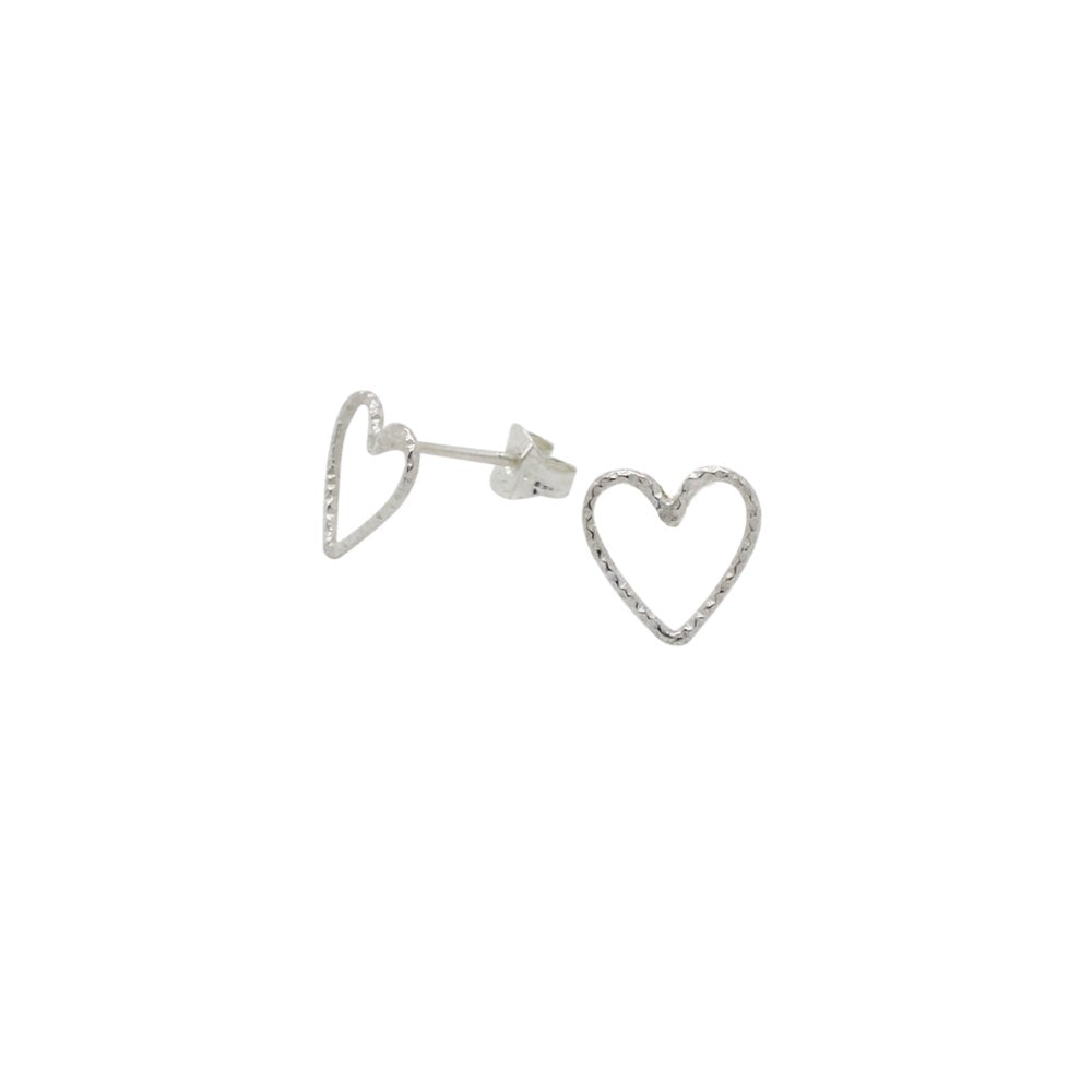 Open Heart Stud Earrings Sterling Silver - Lucy Ashton Jewellery