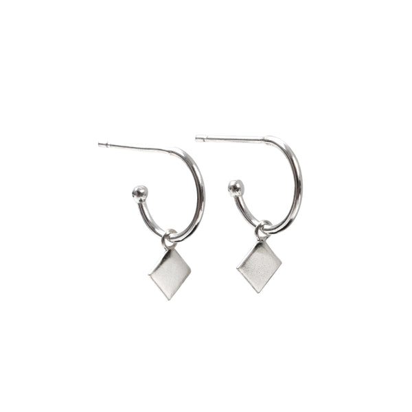 Mini Diamond Hoop Earrings Sterling Silver - Lucy Ashton Jewellery