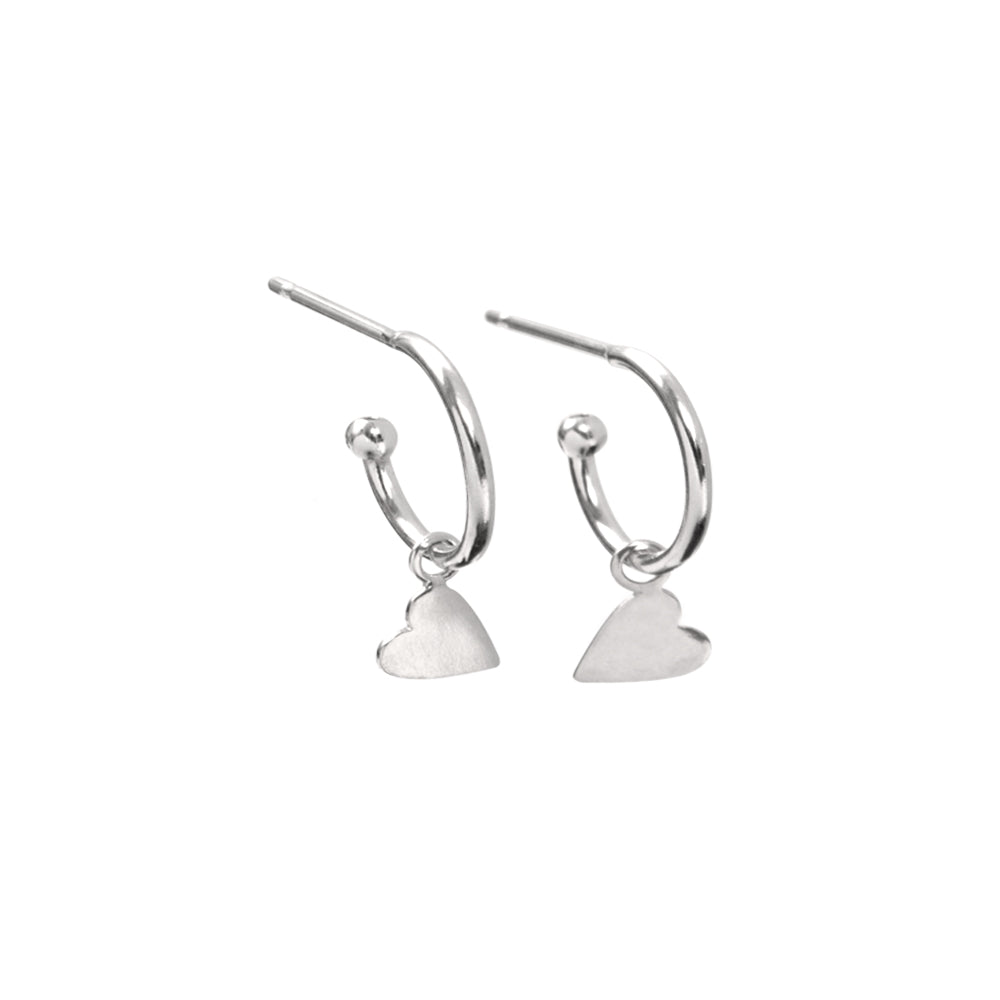 Mini Heart Hoop Earrings Sterling Silver - Lucy Ashton Jewellery
